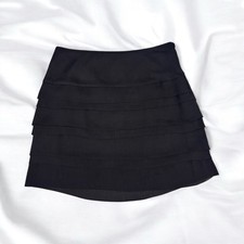 Black Chiffon Tiered Ruffled Mini Skirt Fairy Goth Formal Dressy Summer Size M