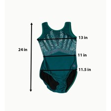 Snowflake Designs Women Gymnastics Leotard Teal Floral w/ Rhinestones Print Sz M