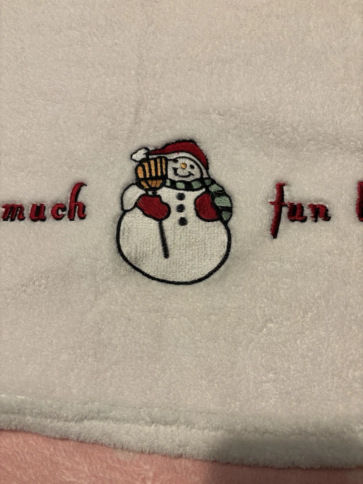 Nieve ¡Bebé muy divertido!  Manta bebé muñeco de nieve blanco rojo Navidad polar en muy buena condición 30 X 40 Foto 2 de 4