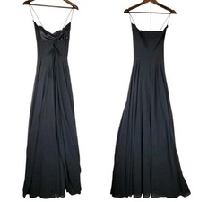 Lulus Fit & Flare Maxi Dress Womens XS Black Lined Spaghetti Strap Scoop Neck
