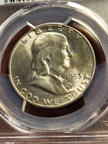 1953 D Franklin Silver Half Dollar, PCGS MS 65FBL, Denver     inv12    g416