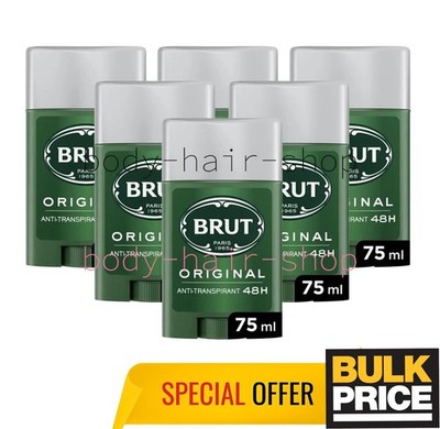 Brut Original Deodorant Stick Classic Signature Scent 48H Protect XXL 75ml 6 ...
