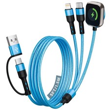 Cruise Travel Essentials 2026, 3 in 2 USB A/C Cable to iPhone 1Pack5FT, Blue