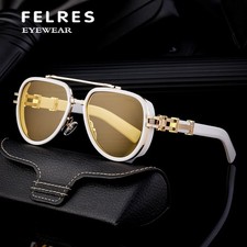 Men Oval Retro Punk Sunglasses Fashion Double Bridge Driving Party Glasses New
