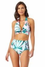 Anne Cole Multi Bikini Bottoms Women XL Floral-Print Side-Shirred High-Waist NWT