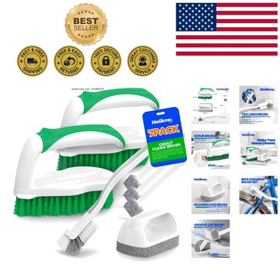 Compact 7 Pack Cleaning Brushes with Ergonomic Handle for Hard-to- Spots