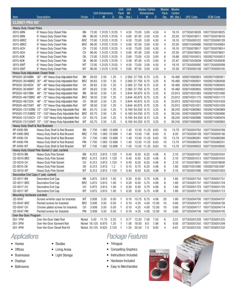 Barra de poste de armario de alta resistencia John Sterling 0015-6BRZ, 72 pulgadas, bronce Foto 2 de 2