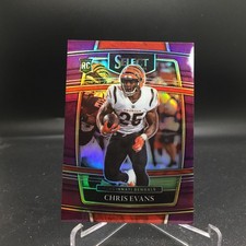 Chris Evans 2021 Panini Select Purple Prizm 96 #/75 Cincinnati Bengals Rookie