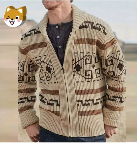 Mens Sweater Big Lebowski Cardigan Knit Jeffery Zip Up Adult New Movie Costume
