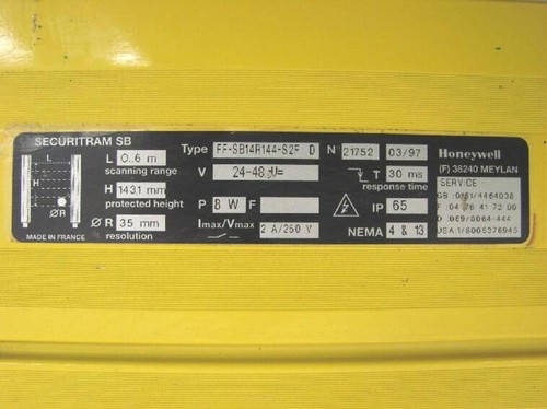 HONEYWELL Light Curtain Receiver FF-SB14R144-S2F-D Used #6536 - Foto 2 di 2