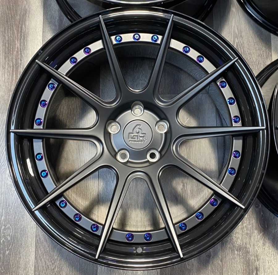 19' PROJECT 6GR TEN-L FULLY FORGED SATIN BLACK GLOSS LIP WHEELS FOR FORD GT350