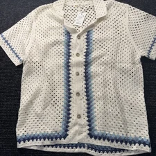 Archive Ace Crochet Resort Shirt-Marine Layer. Natural Border. NWT-$$158
