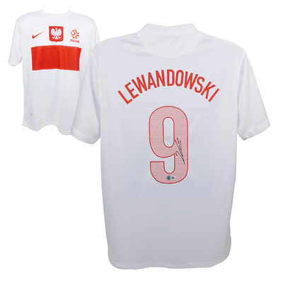 Robert Lewandowski Signed Poland Home Soccer Jersey #9 with