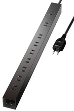 ELECOM Power Strip Lightning Guard 10 Outlets 3m Dust Shutter Fixed/Hangable