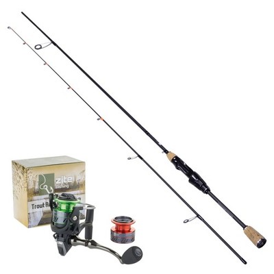 UL Solid Tip Gummiköder-Rute 200cm + Trout Reel Forellen-Rolle 1000 Zite Fishing