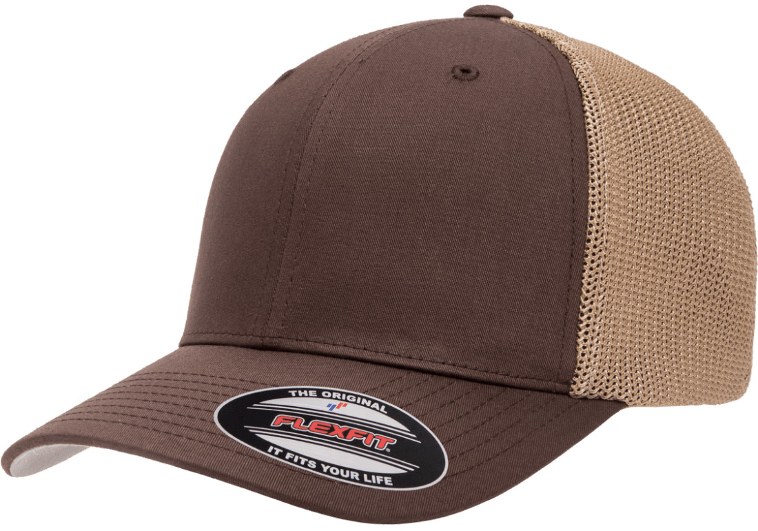 6511 Fitted Mesh Baseball Cap Plain Blank Flex Fit Osfm