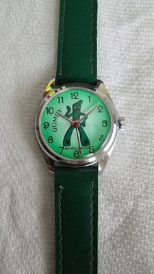 1982 NOS - Gumby 32mm Hand Wind Watch Art Clokey A&M Hollywood - Running