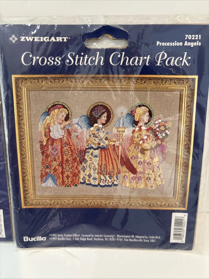 Lot of 2 Cross Stitch Chart Patterns Zweigart Earth Angel & Procession 1997 - Image 3 of 4