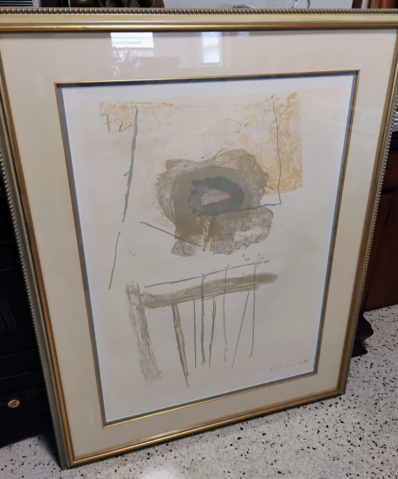 ROBERT MOTHERWELL (1915-1991) LÁPIS EXPRESSIONISTA ABSTRATO IMPRESSÃO ASSINADA 1972 - Imagem 3 de 4