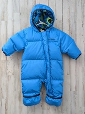 Columbia Baby Snowsuit Snuggly Bunny Bunting 3-6 Mo Blue Down Filled Insulated