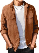 NEW Mens Corduroy Shacket Button Down Long Sleeve Shirt M