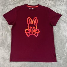 Psycho Bunny Shirt Mens Small Red Pima Cotton Bunny Skull Graphic Logo Tee