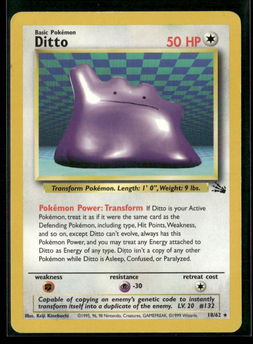 Ditto (18) Rare Fossil 18/62 MP