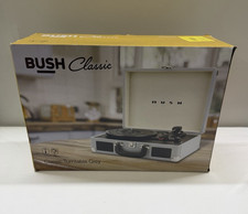 Bush Classic Retro Turntable Grey Portable Case Record Player Extra Stylus Boxed