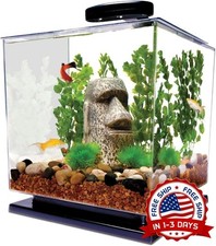 Kit de inicio para acuario de 3 galones con base de pedestal, luz LED y filtro.