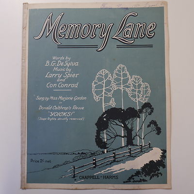 Liederblatt MEMORY LANE gesungen von Miss Marjorie Gordon