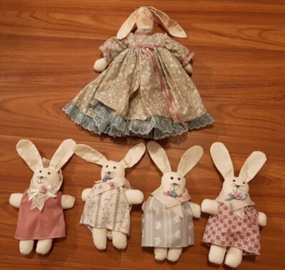 Delton Products Corporation LOT of 5 Rabbit Bunny Stuffed Plush Collectible