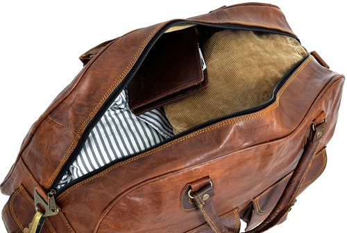 Tasche Leder Seesack Reisen Herren Gepäck Fitnessstudio Vintage Echt Wochenende Übernachtung Neu - Bild 6 von 8