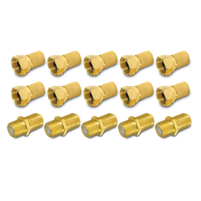 10x F Stecker 5x Verbinder vergoldet Stecker Kupplung Doppel Buchse Sat Kabel HD