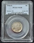 1926-S PCGS VF30 Series 19 Coin 40 Certification # 3959.30/21802809 Buffalo 5C