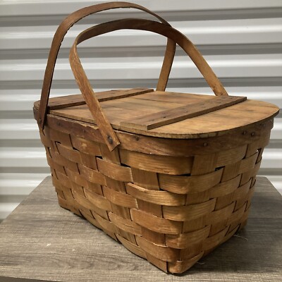 Vintage 1940/1950's Wov-N-Wood by Jerywil Picnic Basket | eBay