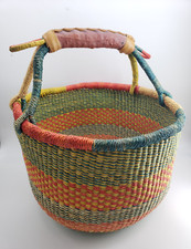 Bolga Basket Handmade African Basket 13in Vibrant Colors