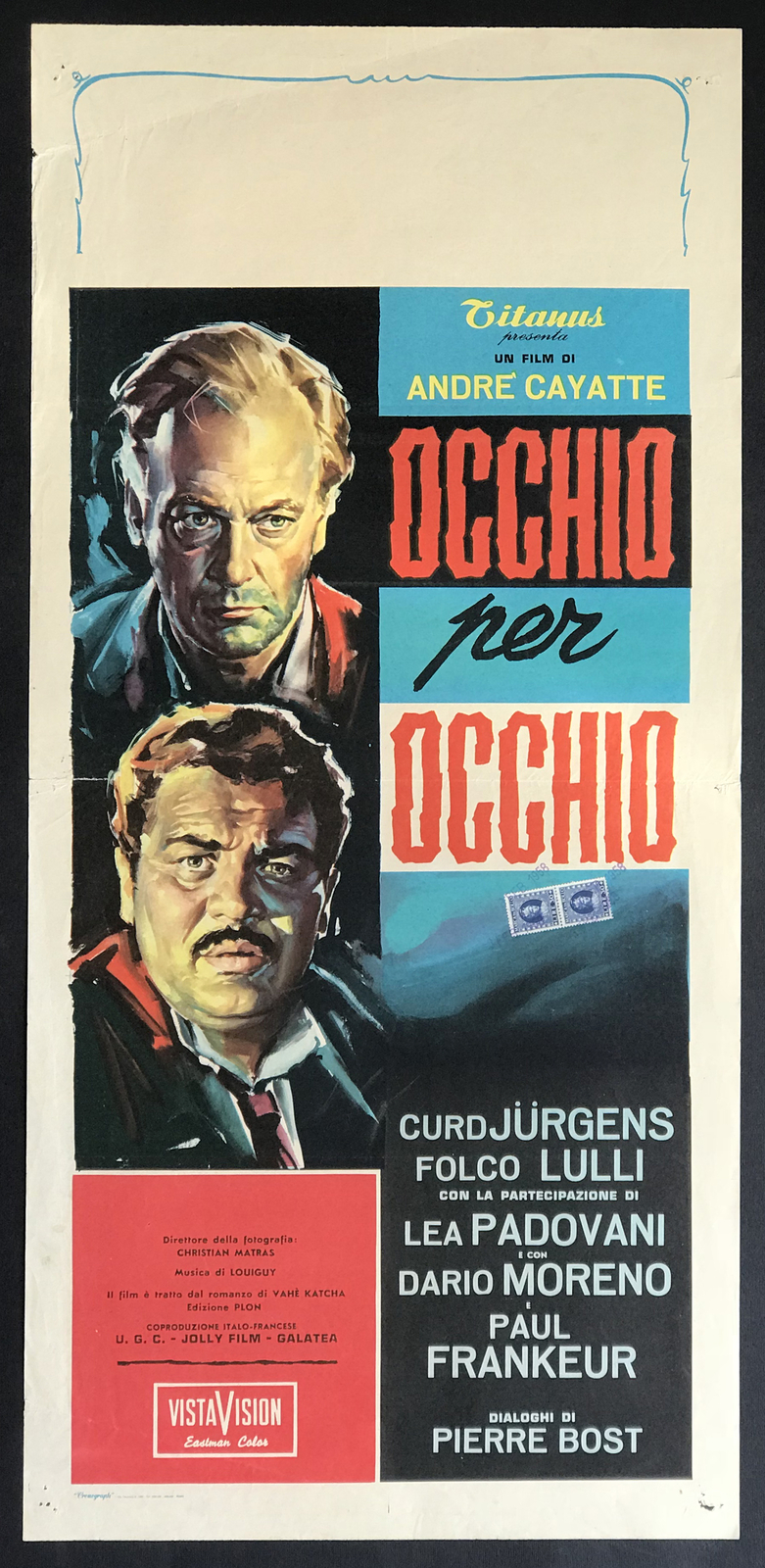 Locandina originale film Occhio per occhio () - Regia di André Cayatte