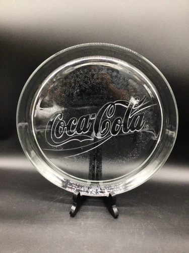 Vintage Coca Cola Clear Glass Pebble Textured Serving Tray Platter 13"