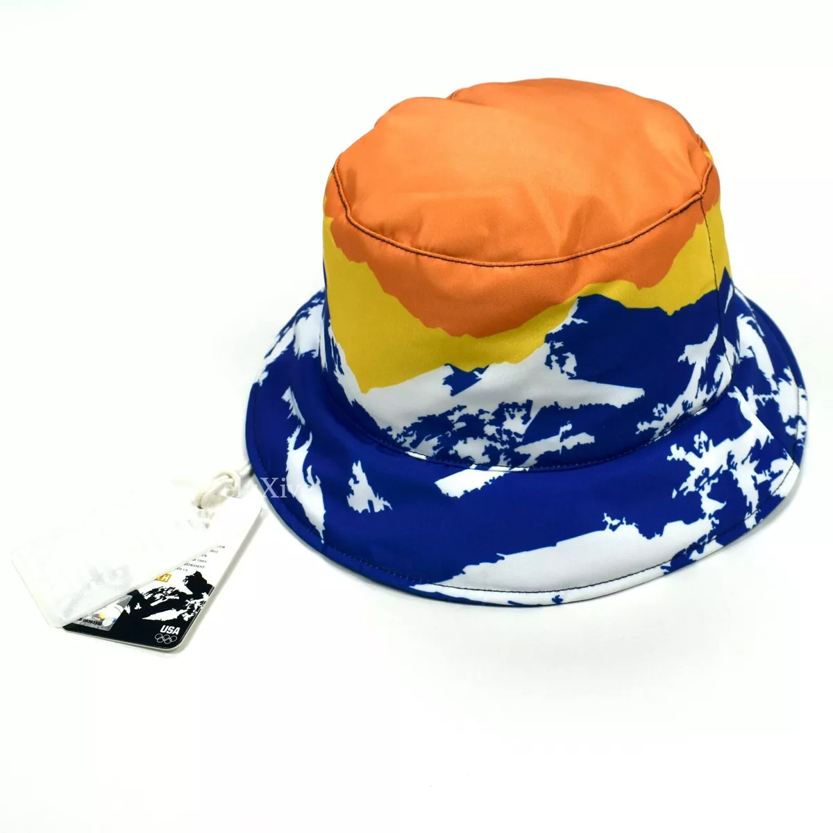 NWT Kith Team USA Mountain Print Bucket Hat Orange Reversible DS