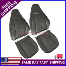 FOR 2003-2014 Chevy Express & GMC Savana Both Side Leather Seat Cover Dark Gray