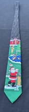 VTG HALLMARK "YULE TIE GREETINGS" SANTA CLAUS GOLFING CHRISTMAS NECKTIE TIE
