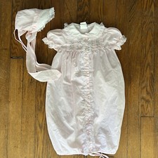 vintage nannette baby bunting  bonnet new w/o tags pink girl 50s 60s 3 mo