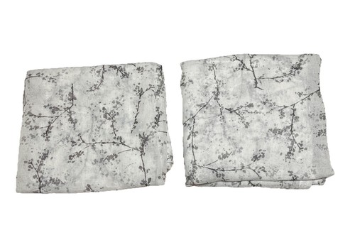2 - DKNY Sheer Curtains Rod Pocket Panels White Gray Floral Branch 50 x 84 - 第 1/5 張圖片