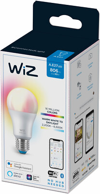 WiZ Tunable White and Color LED Lampe E27 (806 lm), 60 W Lampe mit 16 Mio. Farbe