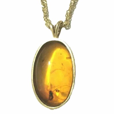 アクセサリー K18 Amber Pendant /Necklace Vintage Golden Amber Necklace, Rope Frame Amber Pendant, Baltic