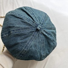 Lady Japanese Oversized Denim Beret Hat Vintage Cabbie Painter Newsboy Caps Blue
