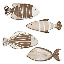 Fish Wall Decor-Wooden Nautical Decor- Beach Bathroom Wall Decor Hanging Lake...