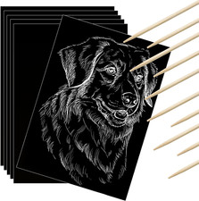 Scratch Paper Art Set Adults Scratchboard Craft Kits 7.2 x 5 Inch Black Scratch