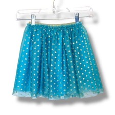 Hanna Andersson Blue Tulle Skirt with Gold Polka Dots Sz 120