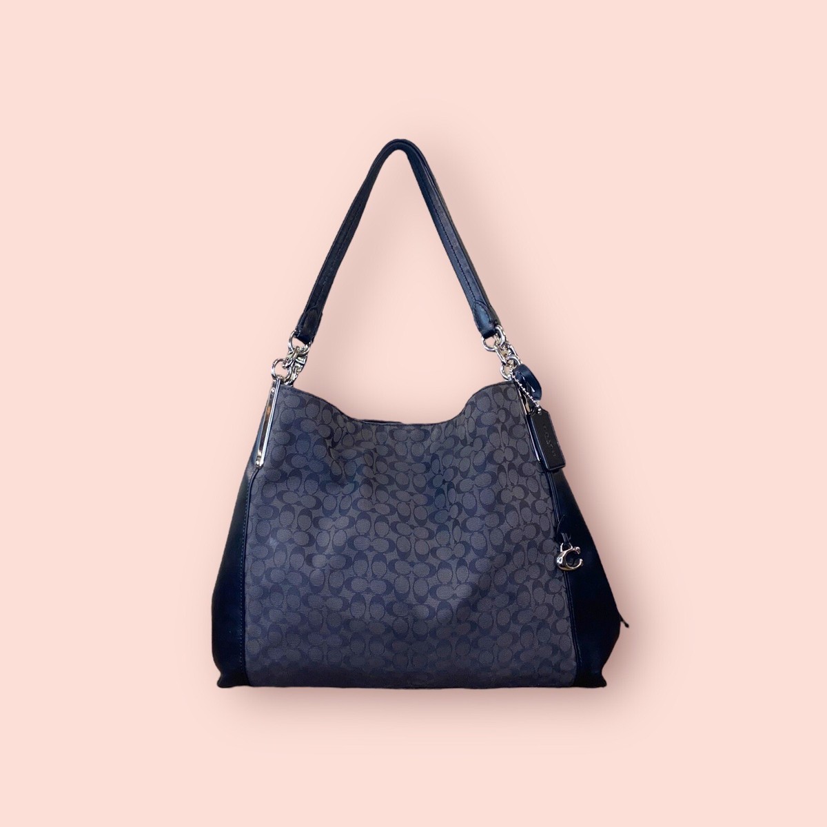 COACH Signature Jacquard Dalton 31 Black Silver Luxury Designer